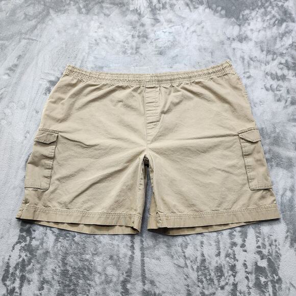Vintage Reebok Shorts Mens 4XL Tan Khaki Cotton Cargo Pull On Casual Outdoors - Picture 1 of 9